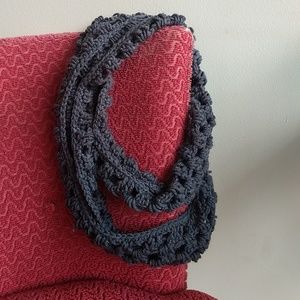 Grey knit infinity scarf